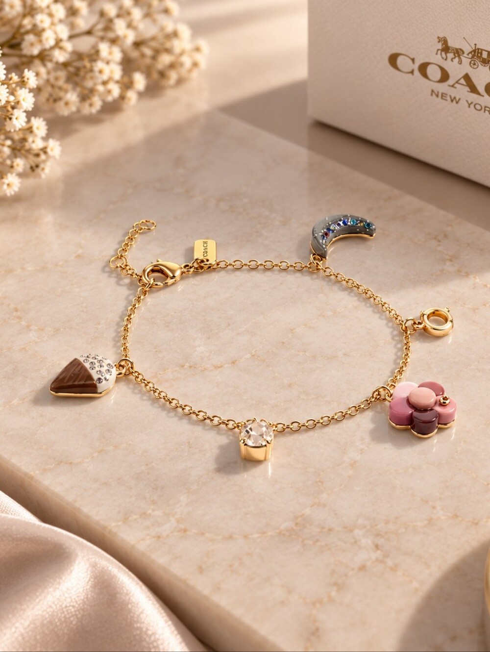 Coach Moon And Flower Charm Bracelet